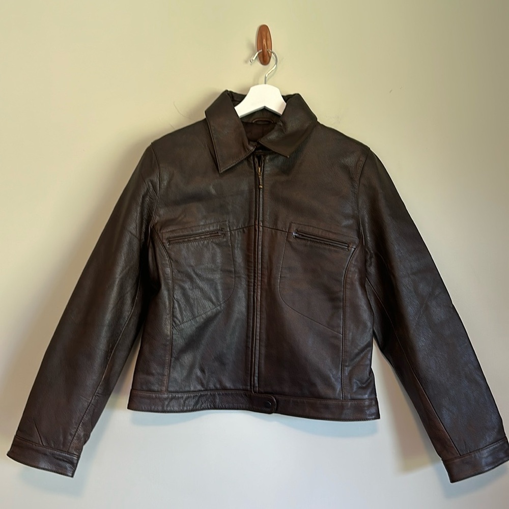 Suxus 100% Genuine leather jacket in deep brown